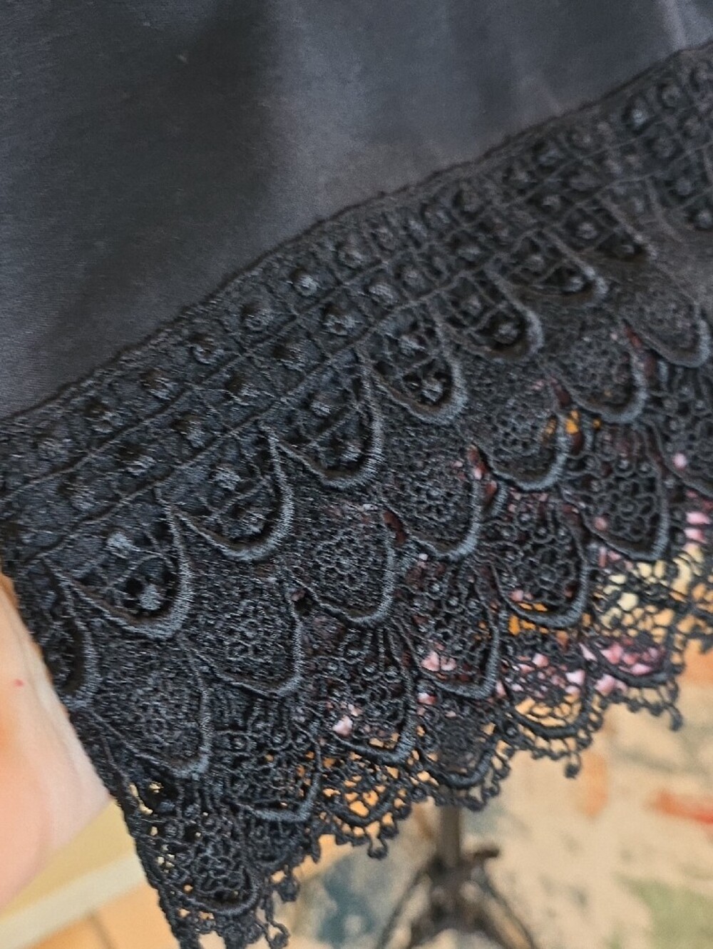 Cactus Short Sleeve Top black Lace Trim Made in USA Bohemian Whimsigoth - Picture 5 of 5